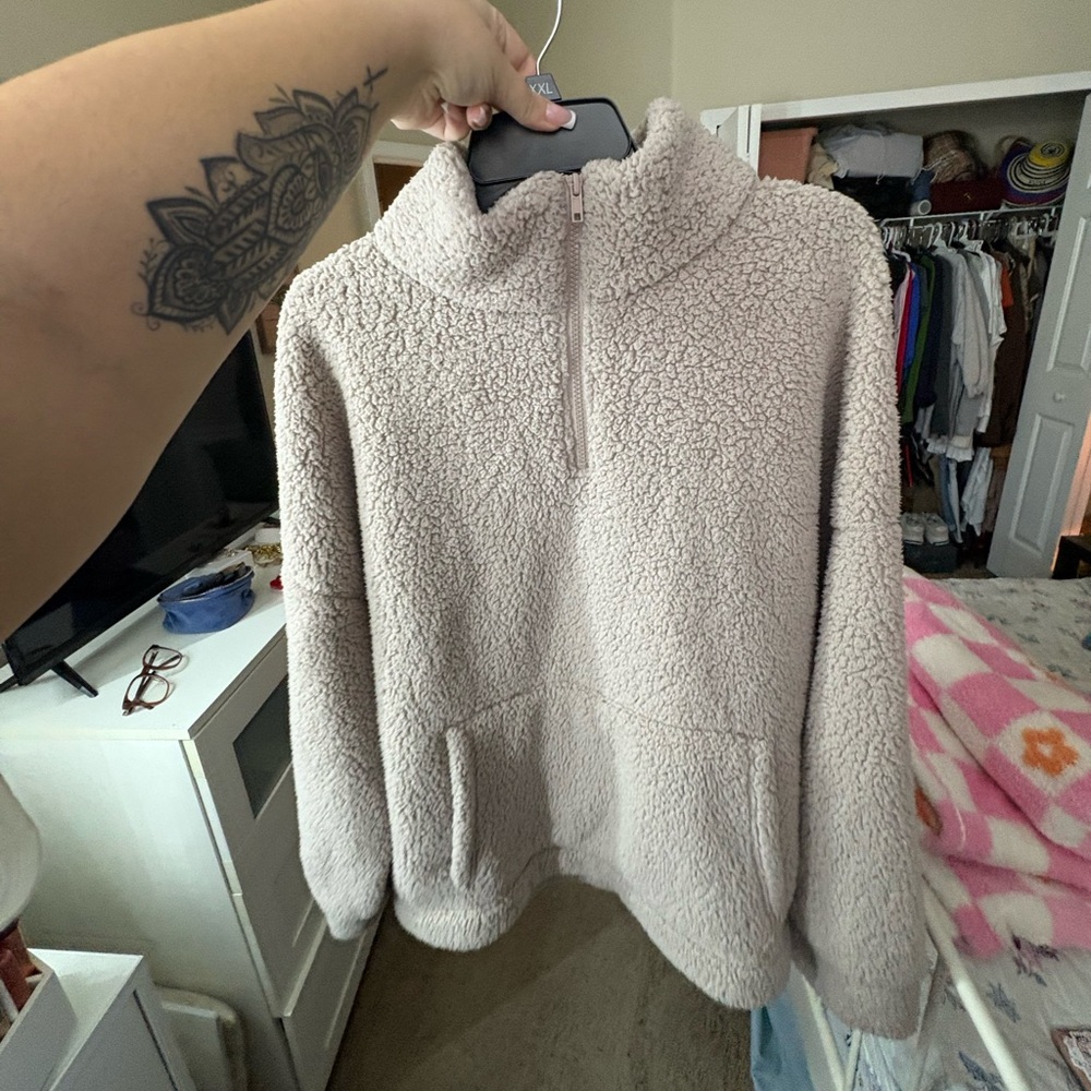 Sherpa beige/brown American Eagle Quart Zip Women’s Sweater